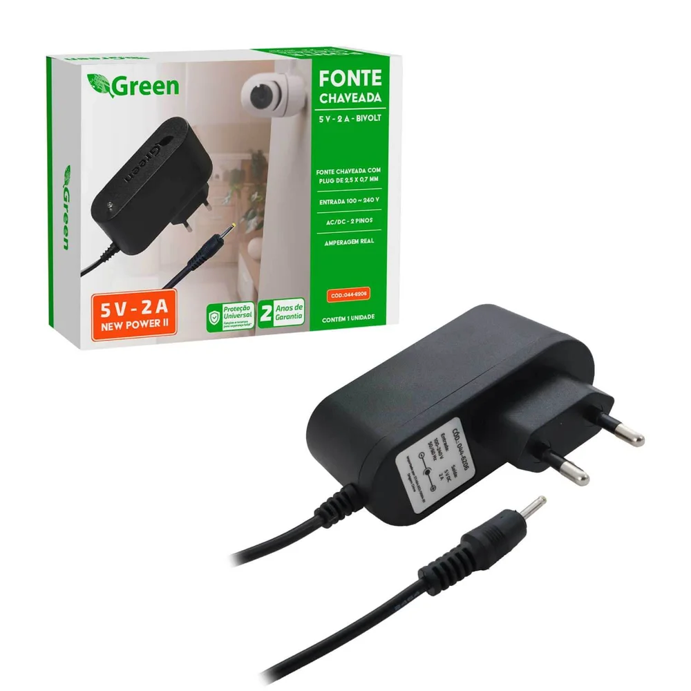 Fonte Estabilizada Chaveada 5v 2a Plug P4 2,5x0,7mm Bivolt