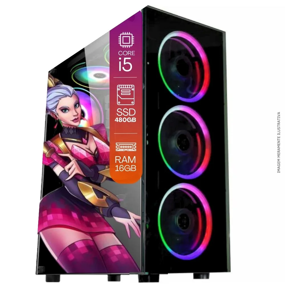 "PC Gamer Completo Balão.info Intel Core I5, 16GB RAM,  SSD 480GB, WINDOWS 10 Pro Trial, Teclado Mouse Mouse Pad E Headset Gamer Monitor 23""" - view 3