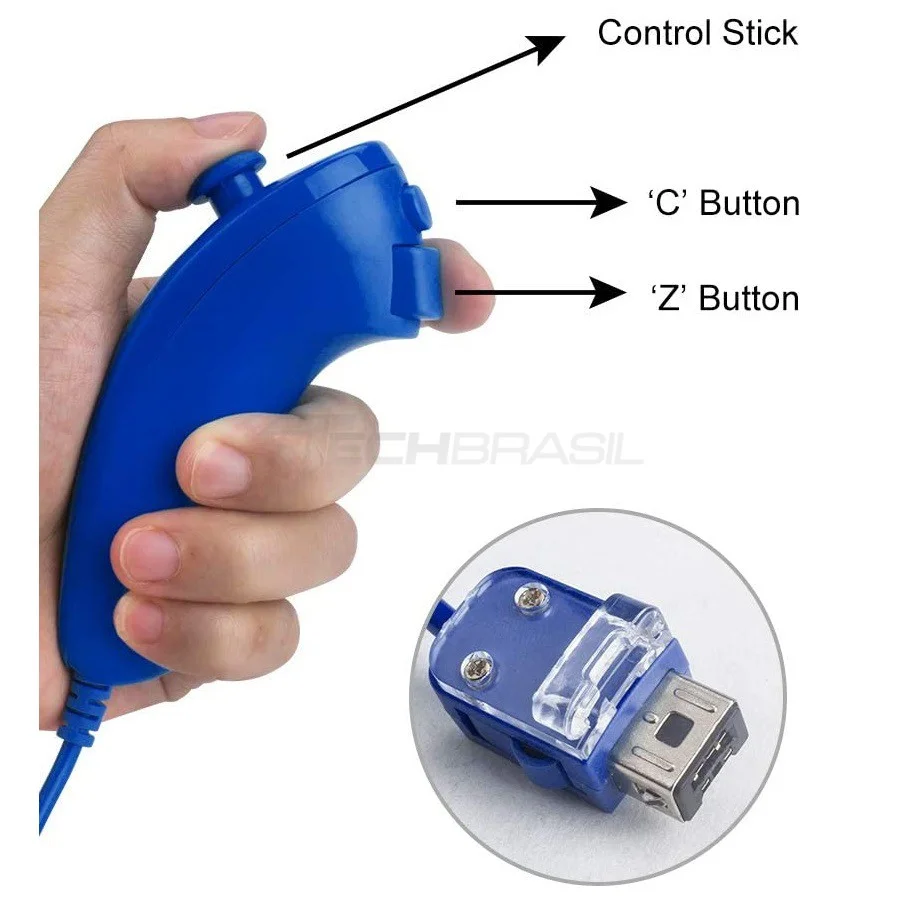 Controle Nunchuk Para Nintendo Wii E Nintendo Wii U Azul Escuro Controle Nunchuk Para Nintendo Wii E Nintendo Wii U Azul Escuro