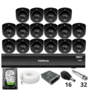 Kit 16 Câmeras Intelbras 3220d Mini Black Com Áudio Dvr Intelbras Imhdx 3132 Inteligência Artificial Hd 1TB