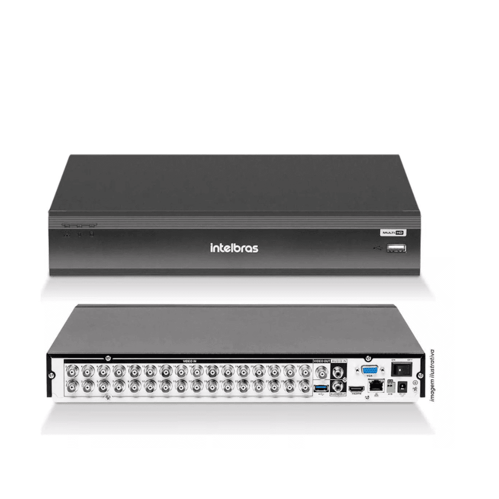 Kit 16 Câmeras Intelbras 1220 D Mic 1080p Com Microfone Dvr Intelbras Imhdx 3132 Inteligência Artificial Hd 2TB