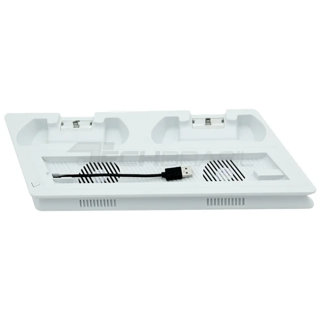 Base Suporte Cooler Carregador 3 Usb Playstation 4 Ps4 Slim Branco Base Suporte Cooler Carregador 3 Usb Playstation 4 Ps4 Slim Branco