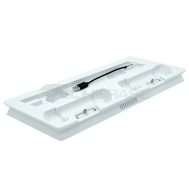 Base Suporte Cooler Carregador 3 Usb Playstation 4 Ps4 Slim Branco Base Suporte Cooler Carregador 3 Usb Playstation 4 Ps4 Slim Branco