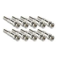 Kit 10 Conector Bnc Macho C/ Mola E Parafuso P/ Cftv Camera De Segurança