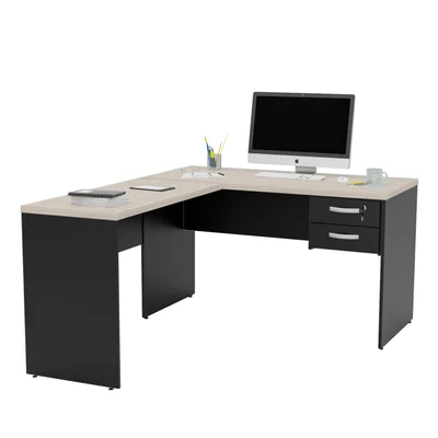 Mesa De Escritório Em L 1.20x1.50 Com Gaveteiro Tampo 30mm - Dubai
