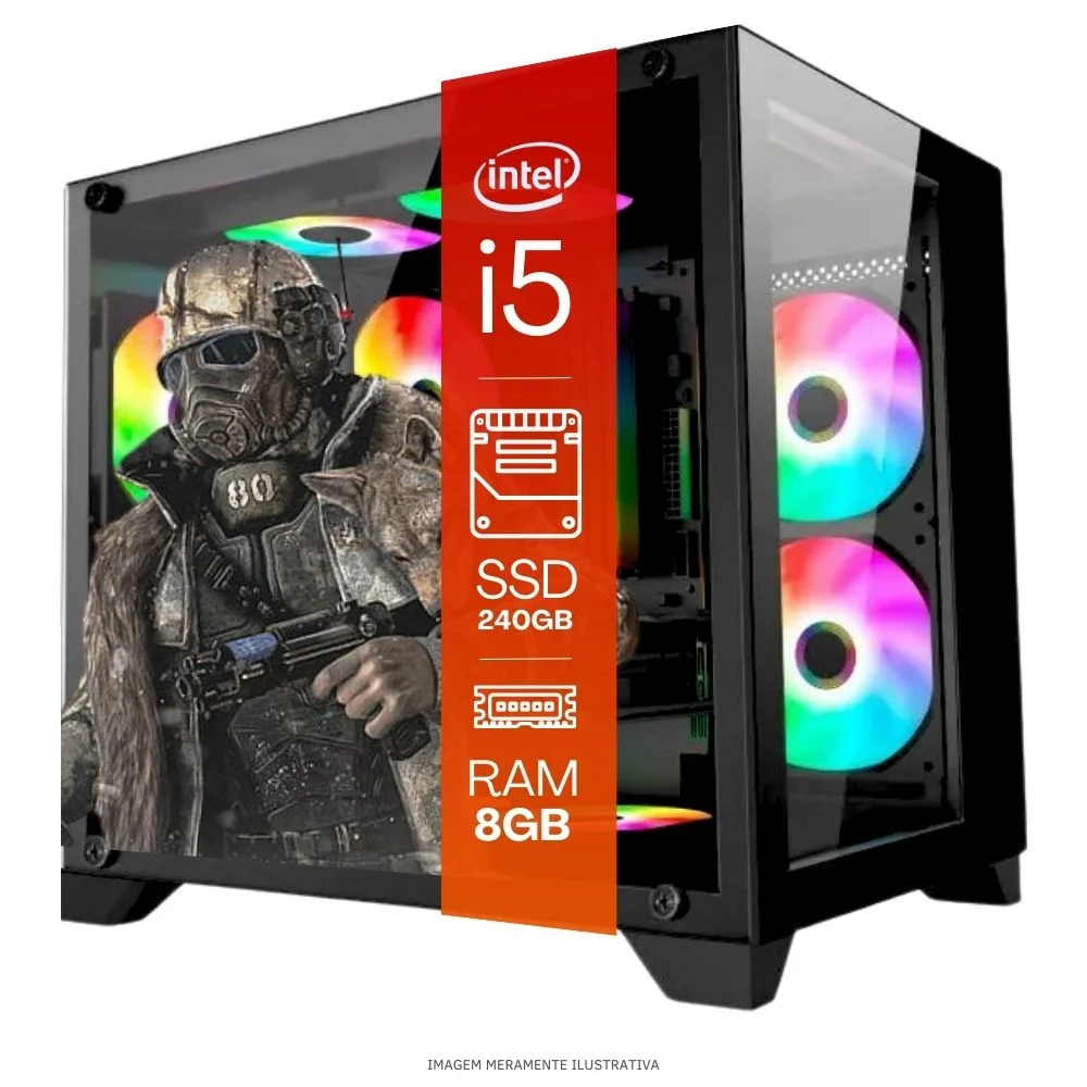 "Computador PC Gamer Completo Balão.info Intel Core I5 SSD 240GB 8GB Gabinete Aquário Teclado Mouse Mouse Pad E Headset Gamer Monitor 19"" WINDOWS 10 Pro Trial" - view 3