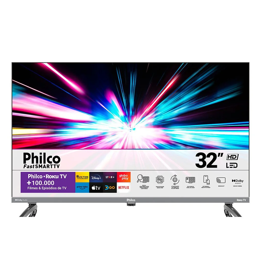Smart Tv Philco 32, Dolby Audio, LED, Roku Tv - Ptv32k34rkgb