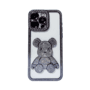 Capa Celular Compatível Iphone 15 Com Urso De Diamante Luxo Cor:preto
