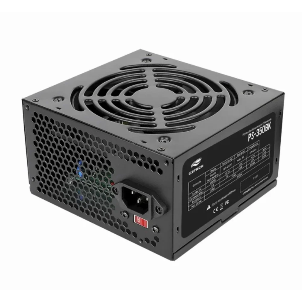Fonte Atx 350w Real Gamer C3tech Ps-350bk 24 Pinos Com Chave Fonte Atx 350w Real Gamer C3tech Ps-350bk 24 Pinos Com Chave