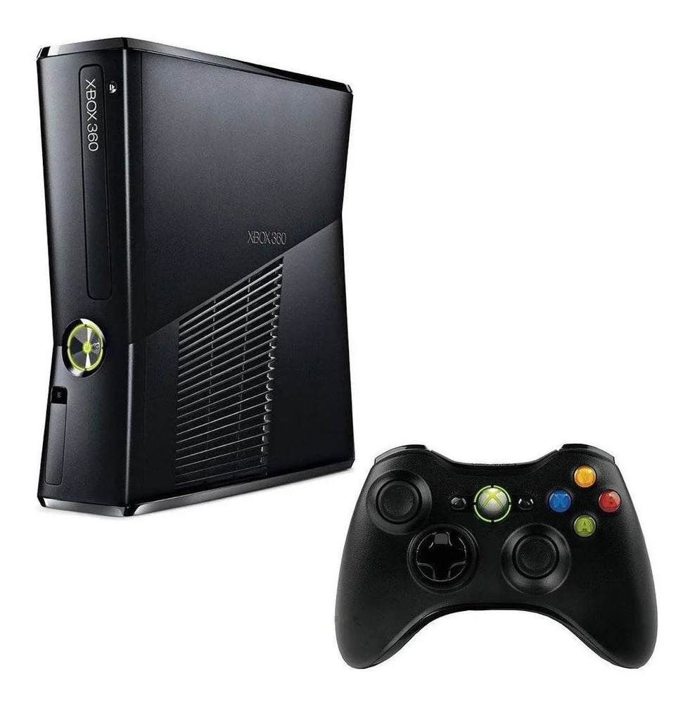 Microsoft XBOX 360 Slim 4gb Standard Cor Matte Black 2 Controles + 3 Jogos Microsoft XBOX 360 Slim 4gb Standard Cor Matte Black 2 Controles + 3 Jogos