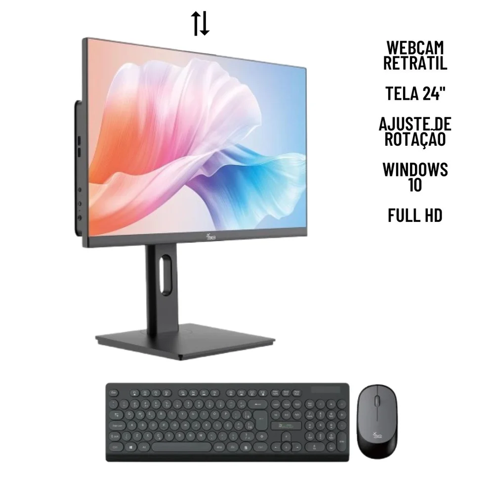 "Computador All In One I5 16gb Ram SSD 240GB Tela 24"" Com Webcam E Ajuste De Altura WINDOWS 10 - Preto." em Campinas - foto 4