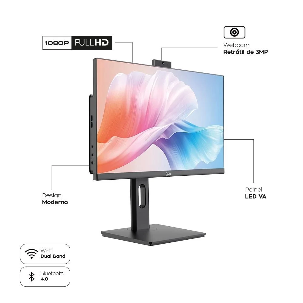 "Computador All In One I5 16gb Ram SSD 240GB Tela 24"" Com Webcam E Ajuste De Altura WINDOWS 10 - Preto." em Campinas - foto 5