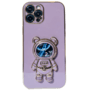 Capa Com Suporte De Astronauta Galvanizado Compatível Com Iphone Modelo:15 Promax;cor:roxo