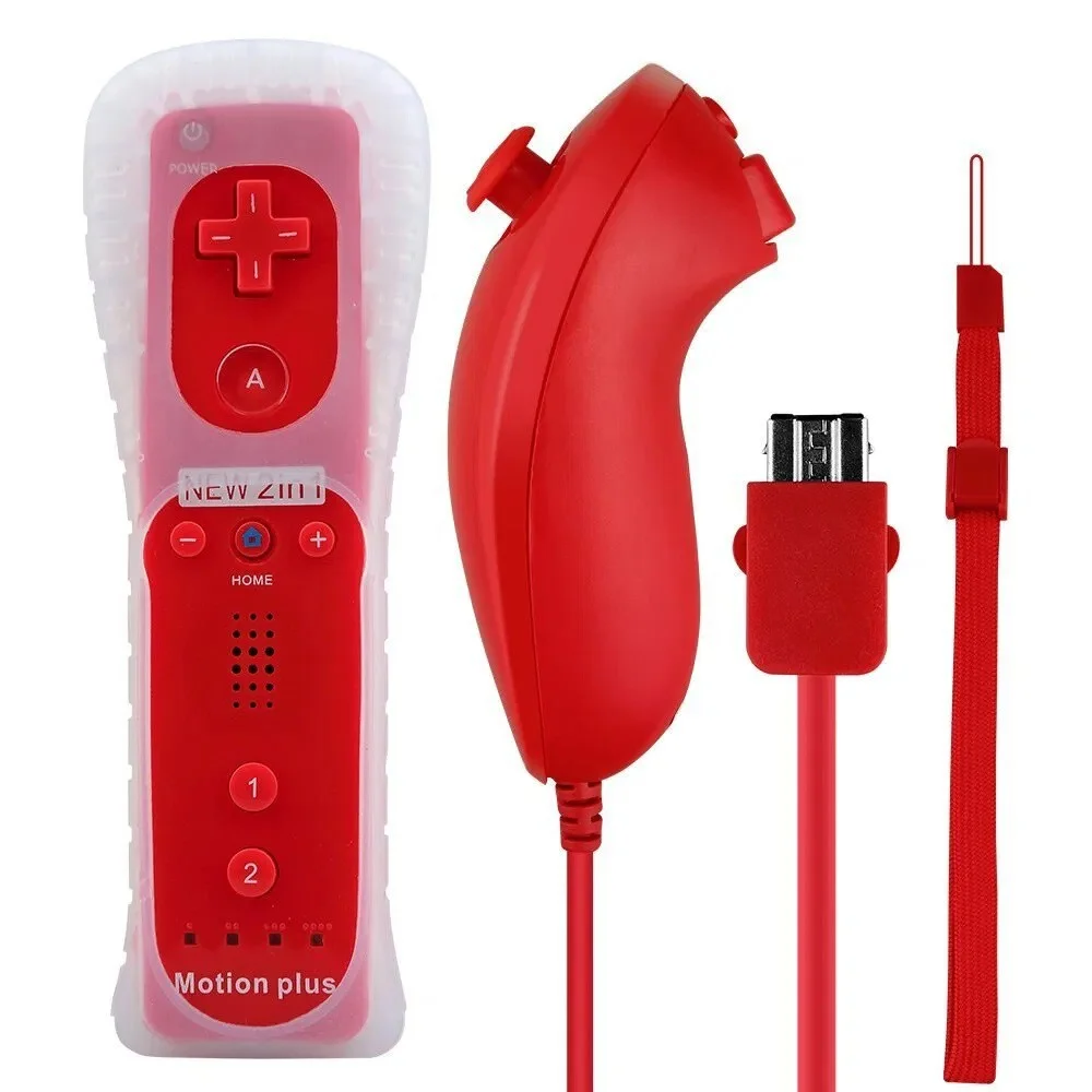 Controle Wii Remote Plus + Nunchuk Para Nintendo Wii E Wii U Vermelho Controle Wii Remote Plus + Nunchuk Para Nintendo Wii E Wii U Vermelho