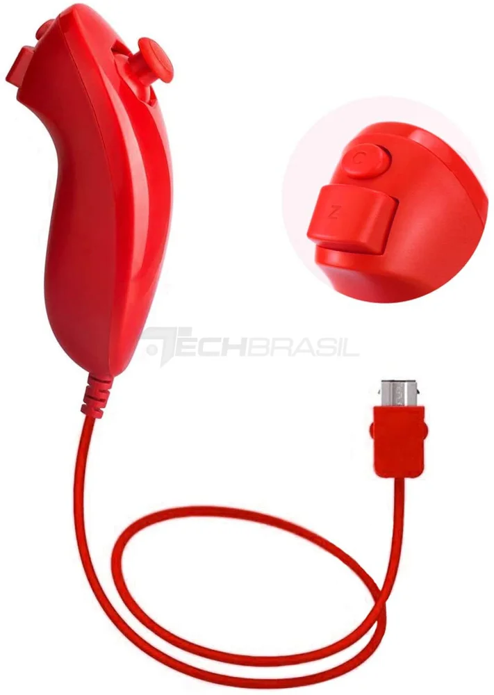 Controle Wii Remote Plus + Nunchuk Para Nintendo Wii E Wii U Vermelho Controle Wii Remote Plus + Nunchuk Para Nintendo Wii E Wii U Vermelho