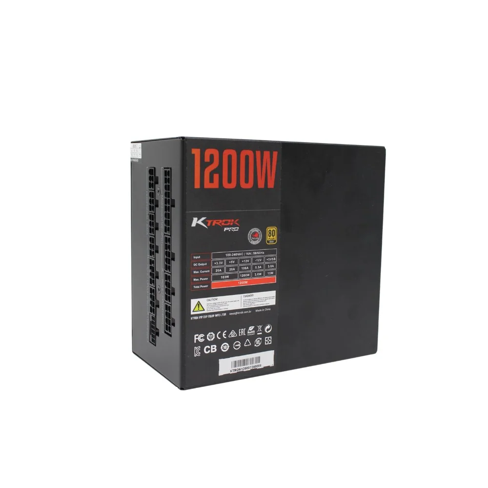 Fonte Gamer Ktrok Hyper Thunder 1200w Full Modular Gold Atx 3.1 Fonte Gamer Ktrok Hyper Thunder 1200w Full Modular Gold Atx 3.1