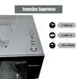 Gabinete Gamer Ktrok Cubo Preto Aquario Lateral Frente Vidro