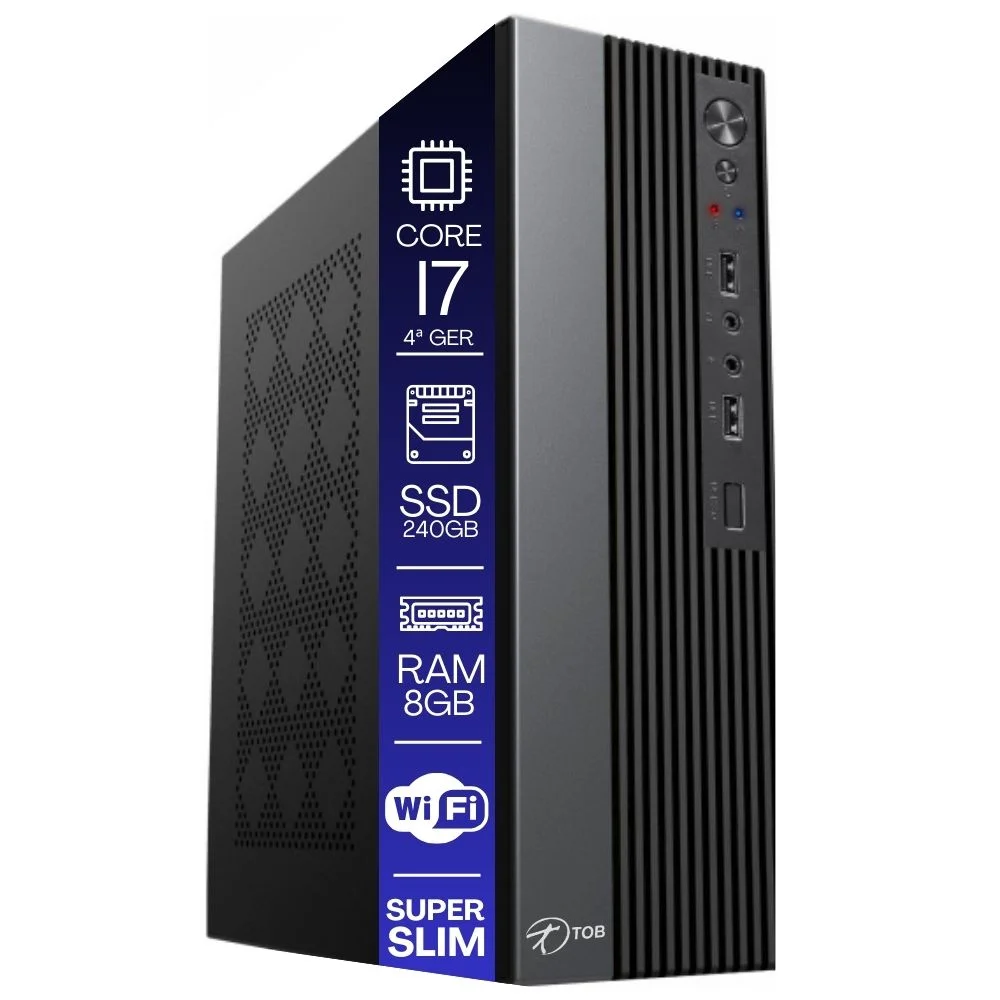 Kit Automação Pdv Tob I7 4ªg 8GB SSD 240GB Win10 Rede S/fio Teclado Mouse Monitor 19" Gvt. Dinheiro  Imp. Térmica Leitor Cód Barras