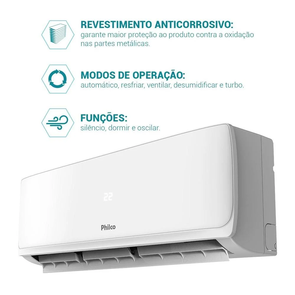 Ar Condicionado Split Philco Hi Wall 18.000 Btu/h Frio Monofásico Branco Pac18fi 220v