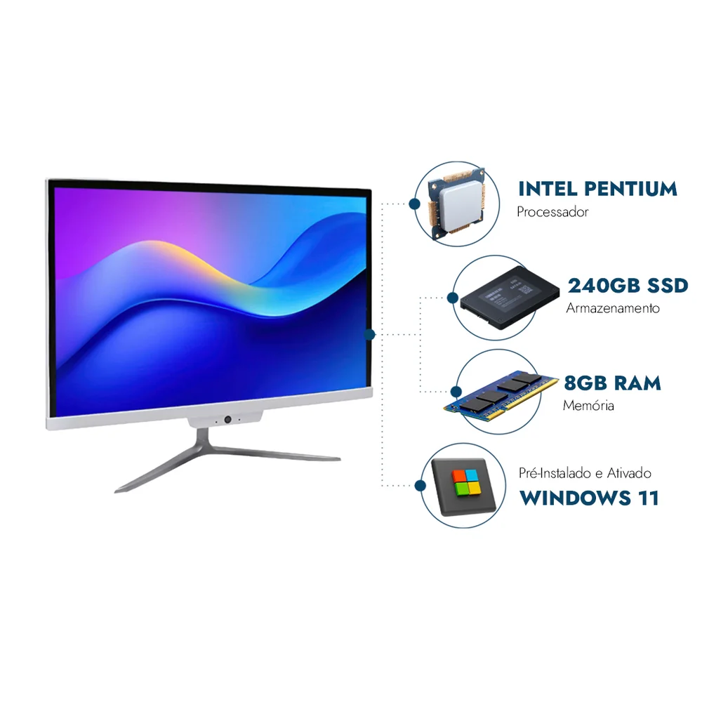 "Computador All In One 21,5"" Intel Pentium, 8GB Ram, SSD 240GB, Webcam, Wi-fi, Bluetooth" em Campinas - foto 5