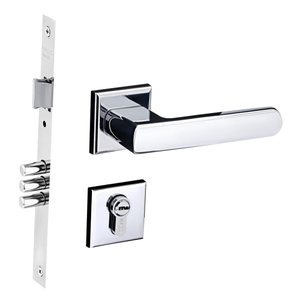 Fechadura Opera Alta Segurança 3 Pinos E Cilindro Multiponto 55mm Rq4 201-55ac Cel 60 Cromado Pado