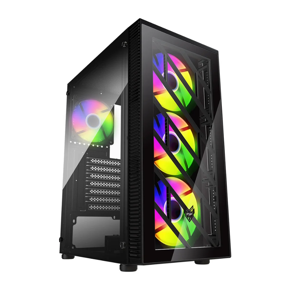 Gabinete Gamer Fsp Cmt192 RGB 4 Fans S/fonte Midtower Atx Preto - Cmt192 Gabinete Gamer Fsp Cmt192 RGB 4 Fans S/fonte Midtower Atx Preto - Cmt192