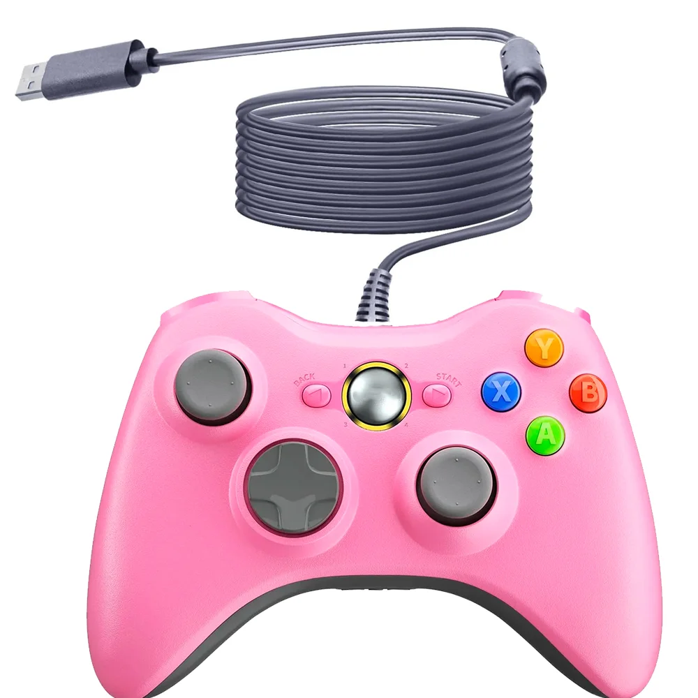 Controle Usb Com Fio Para XBOX 360 Computador Notebook - Rosa Controle Usb Com Fio Para XBOX 360 Computador Notebook - Rosa