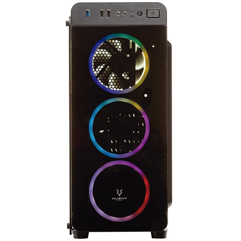 Gabinete Gamer Husky Gaming Snow, Mid Tower, 3 Fans Rainbow, Lateral E Frontal Em Vidro Temperado Gabinete Gamer Husky Gaming Snow, Mid Tower, 3 Fans Rainbow, Lateral E Frontal Em Vidro Temperado