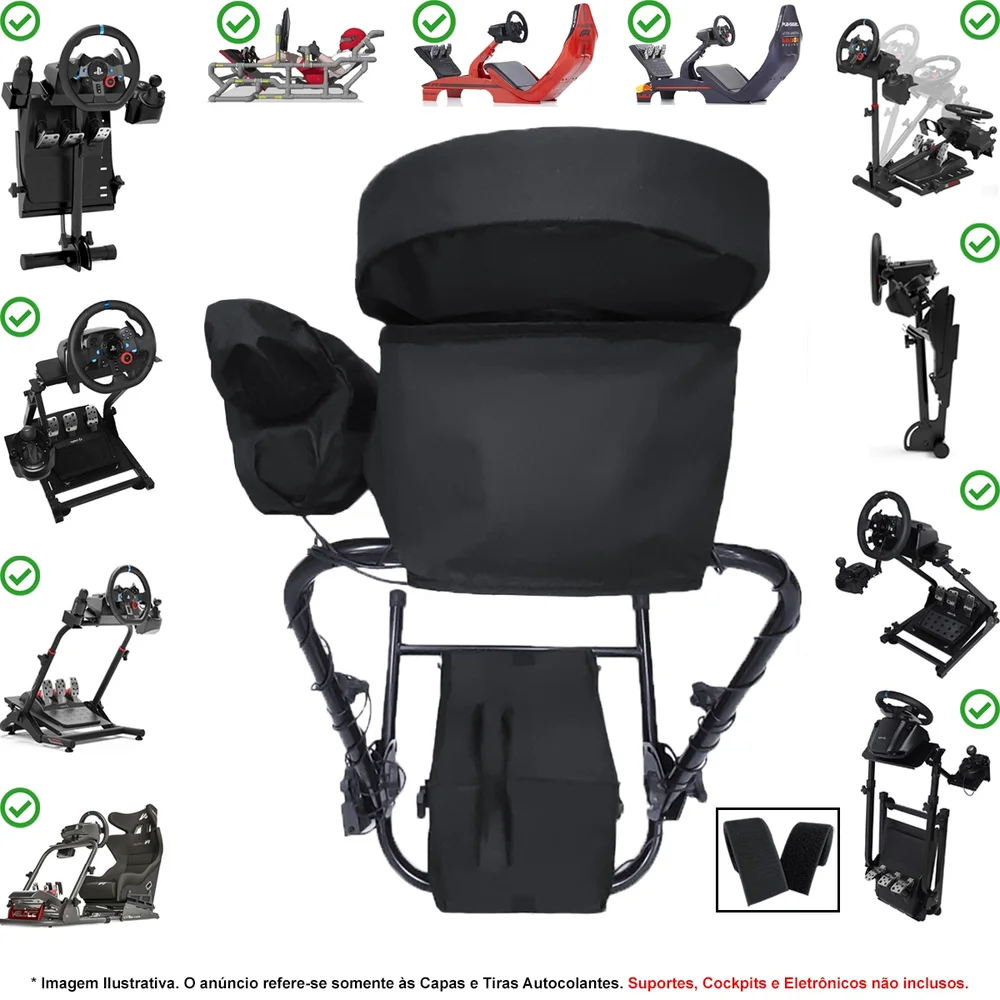 Kit Capas Protetoras Qualicapas Compatíveis C/ Volante, Base E Pedal G29 G920 G923 + Capa P/ Câmbio Shifter Logitech