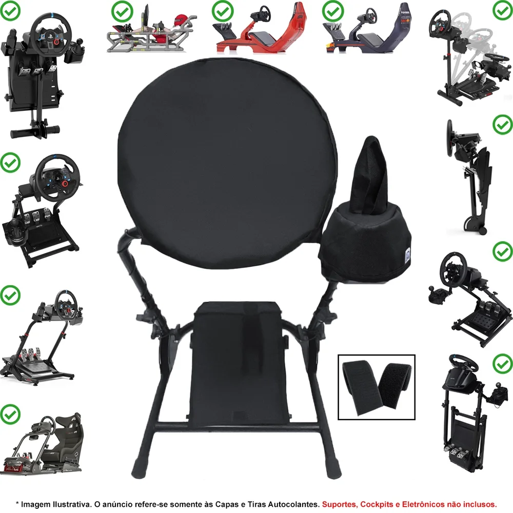 Kit Capas Protetoras Qualicapas Compatíveis C/ Volante, Base E Pedal G29 G920 G923 + Capa P/ Câmbio Shifter Logitech