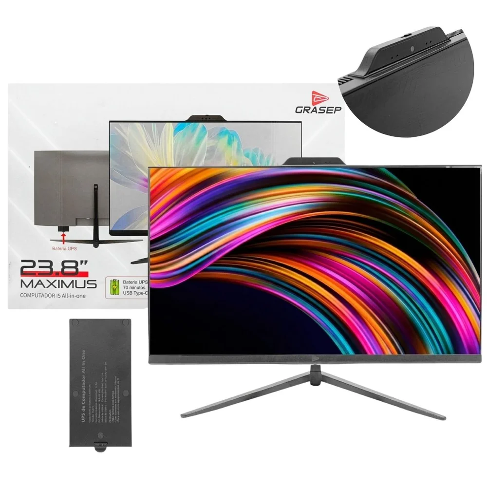 Computador All in One 23.8'', Intel i5-6200u, 8GB RAM, SSD 512GB, Bateria UPS, HDMI, USB, Webcam, Windows 11 Pro em Campinas - foto 2