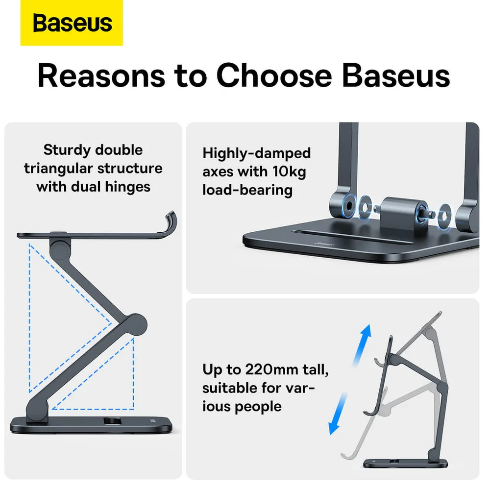 Suporte Mesa Baseus Dobrável Metal Para Tablet E Celular Ajustável Suporte Mesa Baseus Dobrável Metal Para Tablet E Celular Ajustável