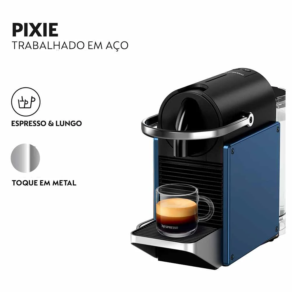 Cafeteira Nespresso Pixie Redesign Azul E Preta Para Café Em Cápsula - 110v Cafeteira Nespresso Pixie Redesign Azul E Preta Para Café Em Cápsula - 110v