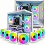 Gabinete Gamer Aquário Branco com 7 Fans RGB Inclusas Mini Tower para Placas Micro Atx Mini ITX Vidro Temperado