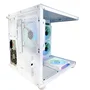 Gabinete Gamer Aquário Branco com 7 Fans RGB Inclusas Mini Tower para Placas Micro Atx Mini ITX Vidro Temperado