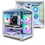 Gabinete Gamer Aquário Branco com 7 Fans RGB Inclusas Mini Tower para Placas Micro Atx Mini ITX Vidro Temperado
