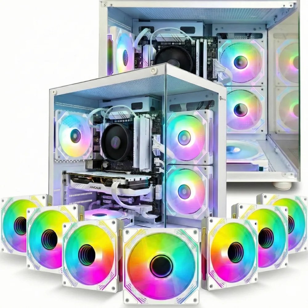 Gabinete Gamer Aquário Branco com 7 Fans RGB Inclusas Mini Tower para Placas Micro Atx Mini ITX Vidro Temperado Gabinete Gamer Aquário Branco com 7 Fans RGB Inclusas Mini Tower para Placas Micro Atx Mini ITX Vidro Temperado