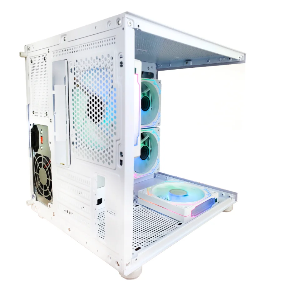 Gabinete Gamer Aquário Branco com 7 Fans RGB Inclusas Mini Tower para Placas Micro Atx Mini ITX Vidro Temperado Gabinete Gamer Aquário Branco com 7 Fans RGB Inclusas Mini Tower para Placas Micro Atx Mini ITX Vidro Temperado