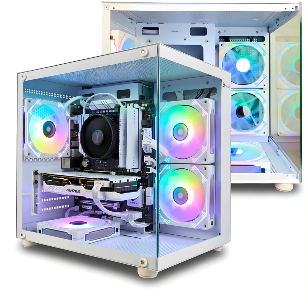 Gabinete Gamer Aquário Branco com 7 Fans RGB Inclusas Mini Tower para Placas Micro Atx Mini ITX Vidro Temperado Gabinete Gamer Aquário Branco com 7 Fans RGB Inclusas Mini Tower para Placas Micro Atx Mini ITX Vidro Temperado