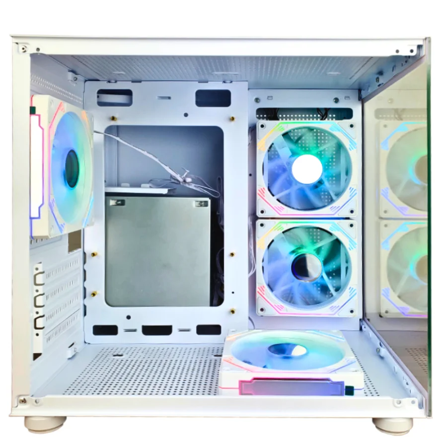 Gabinete Gamer Aquário Branco com 7 Fans RGB Inclusas Mini Tower para Placas Micro Atx Mini ITX Vidro Temperado Gabinete Gamer Aquário Branco com 7 Fans RGB Inclusas Mini Tower para Placas Micro Atx Mini ITX Vidro Temperado