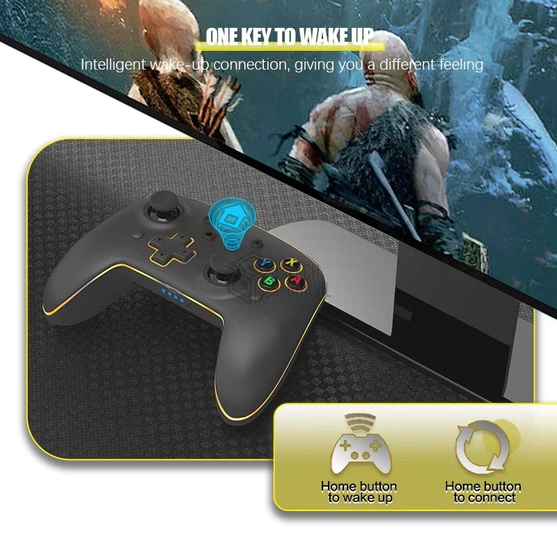 Controle Sem Fio Pro Para Nintendo Switch PC Ios Android Steam Sixaxis Bluetooth - 10 Cores LED