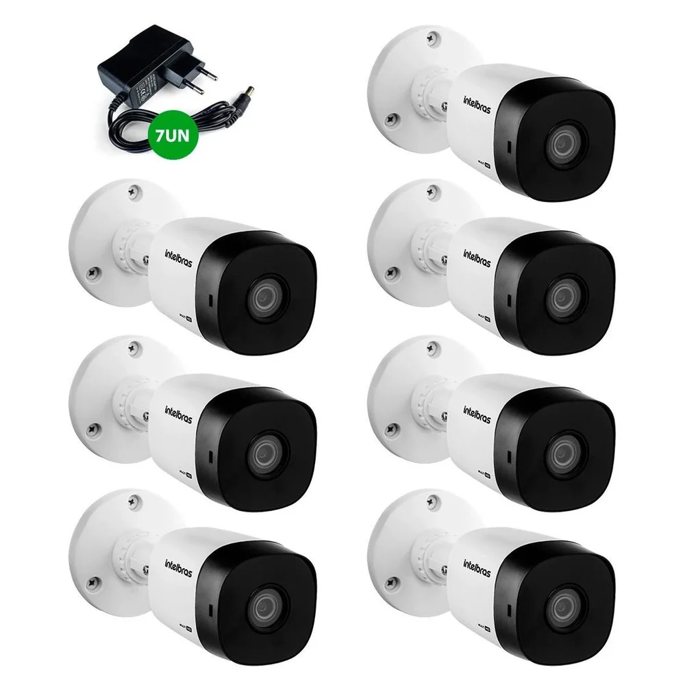 Kit 07 Câmeras De Segurança Vhl 1220 B G2 Hdcvi Full Hd 1080p Intelbras Com Fonte De Alimentação