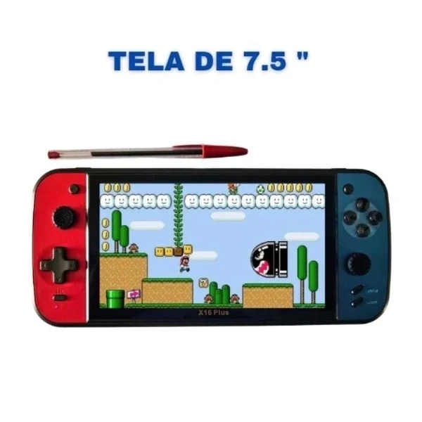 Console Vídeo Game Portátil X16 Plus + 10.000 Jogos Tela De 7,5 "