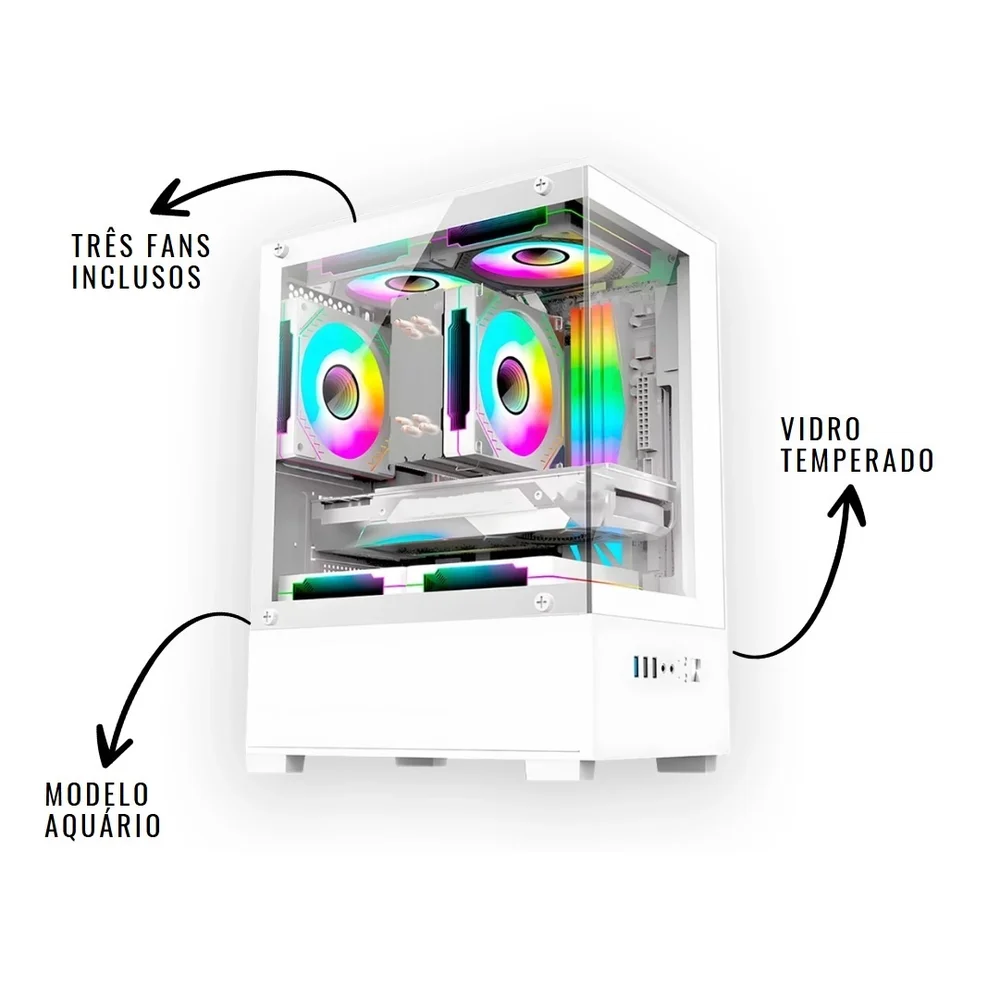 "PC Gamer Branco White Completo Intel Core i5 Memoria Ram 16gb SSD 240GB Monitor HDMI "" Kit Gamer" - view 3