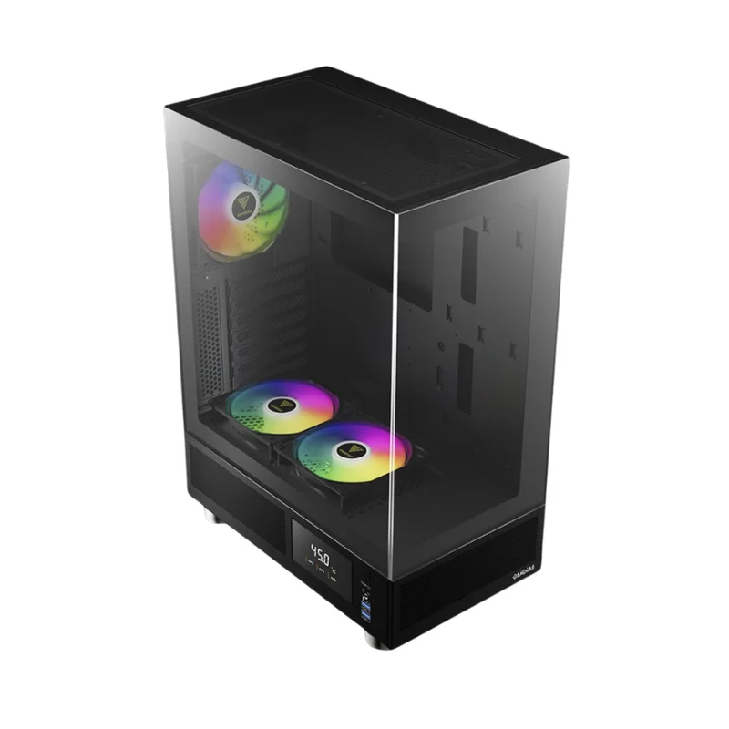Gabinete Gamer Gamdias Atlas E1 ARGB 3 Fans S/fonte Atx Midtower Display Digital Preto - Atlas E1