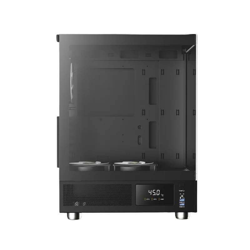 Gabinete Gamer Gamdias Atlas E1 ARGB 3 Fans S/fonte Atx Midtower Display Digital Preto - Atlas E1