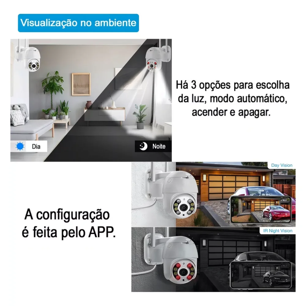 Câmera Segurança Ip Externa Rotativa Wifi Prova Dágua Full Hd 1080p