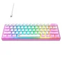 Teclado Mecânico Gamer Havit Kb877l - Formato 60% - Iluminação RGB - Switch Red - Branco E Roxo