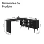 Mesa Para Computador Gamer Em L 3 Gavetas Preto Lisboa Madesa