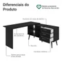 Mesa Para Computador Gamer Em L 3 Gavetas Preto Lisboa Madesa